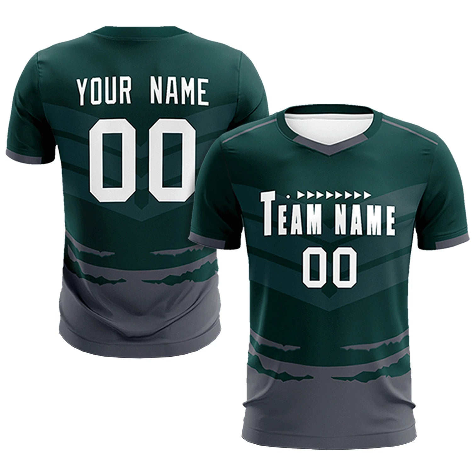 Custom Midnight Green Dark Gray Men Uniform Soccer Sets Jersey