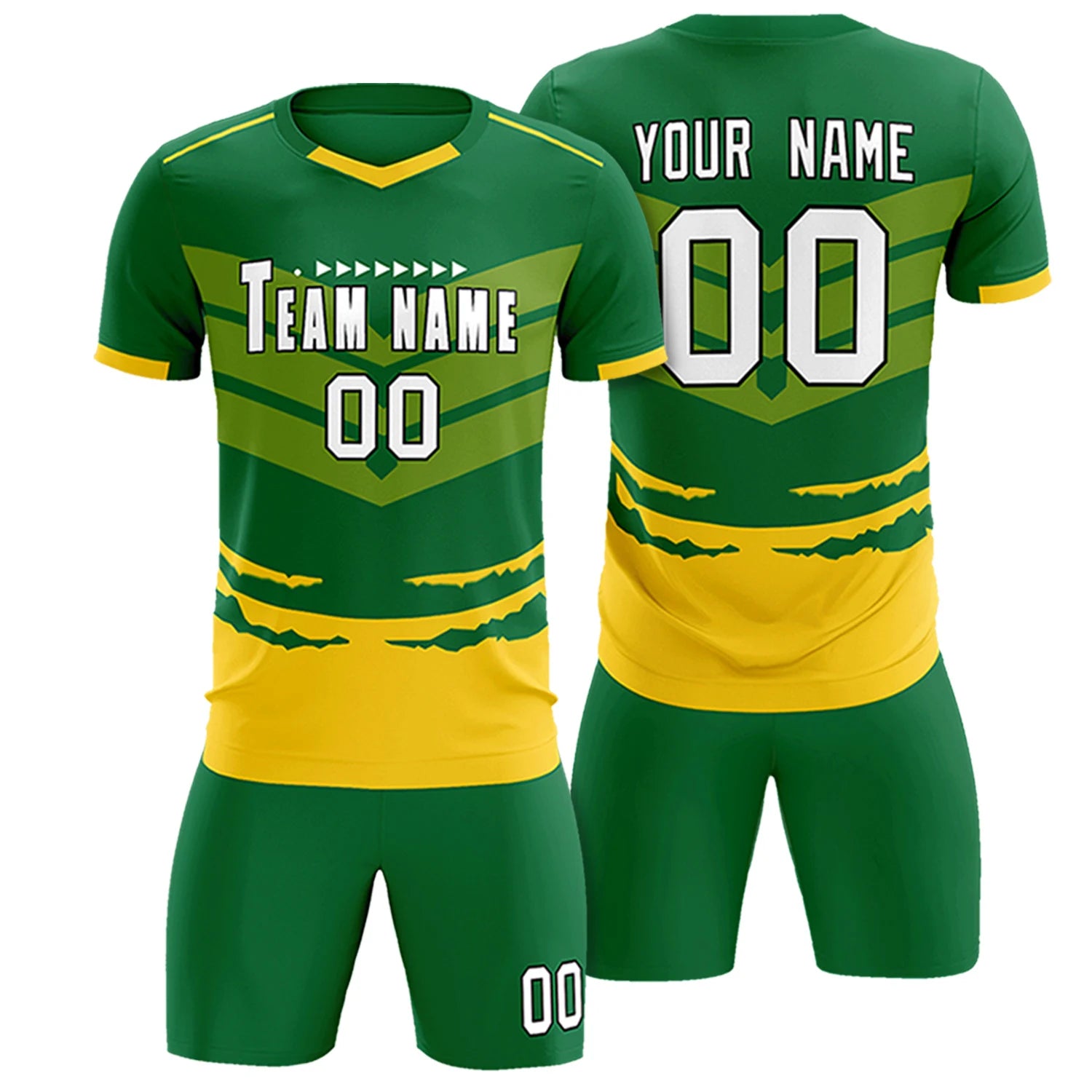 Custom Kelly Green Gold01 Men Uniform Soccer Sets Jersey