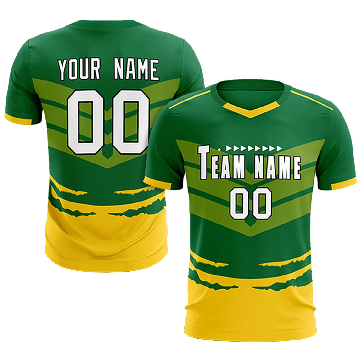 Custom Kelly Green Gold01 Men Uniform Soccer Sets Jersey