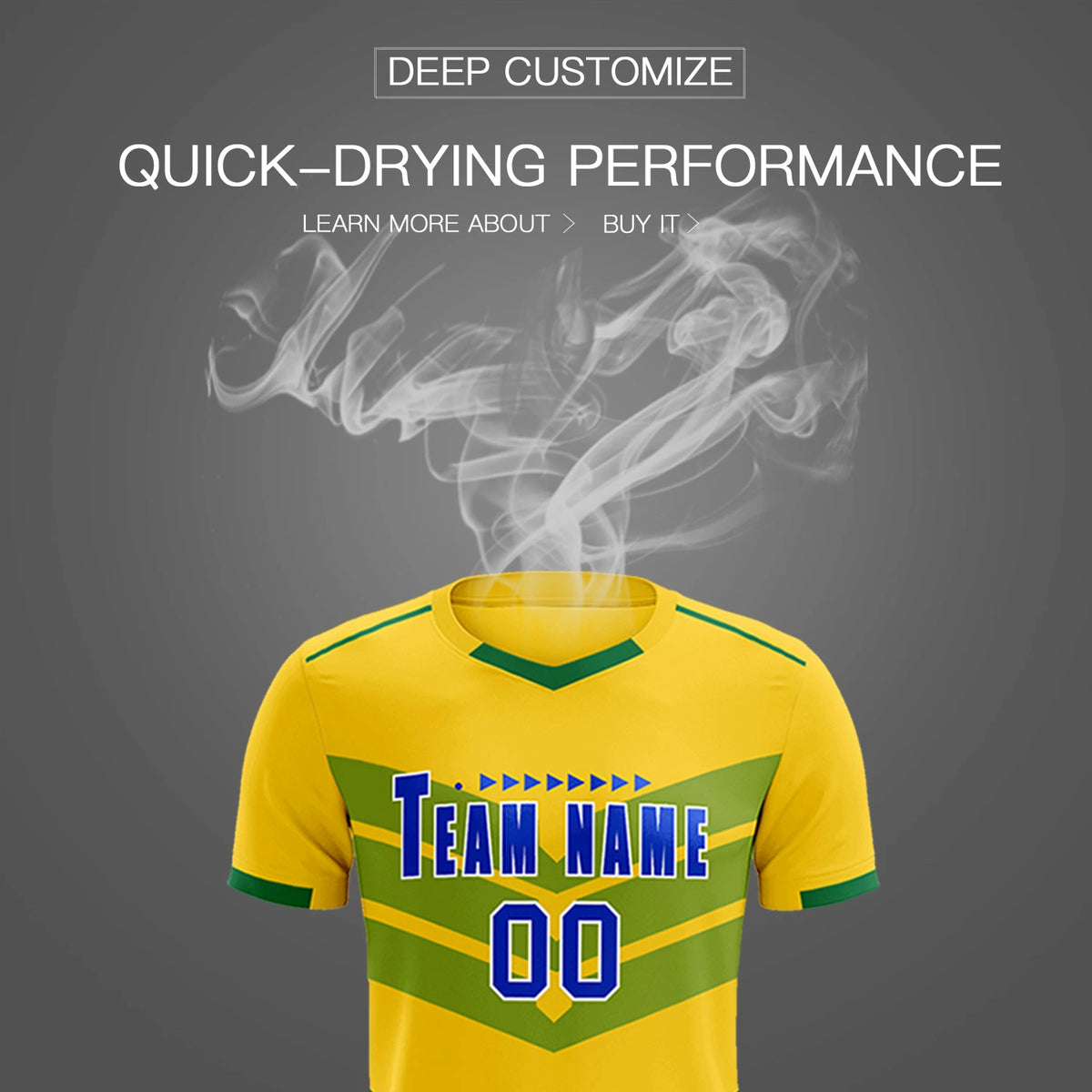 Custom Gold01 Kelly Green Men Uniform Soccer Sets Jersey