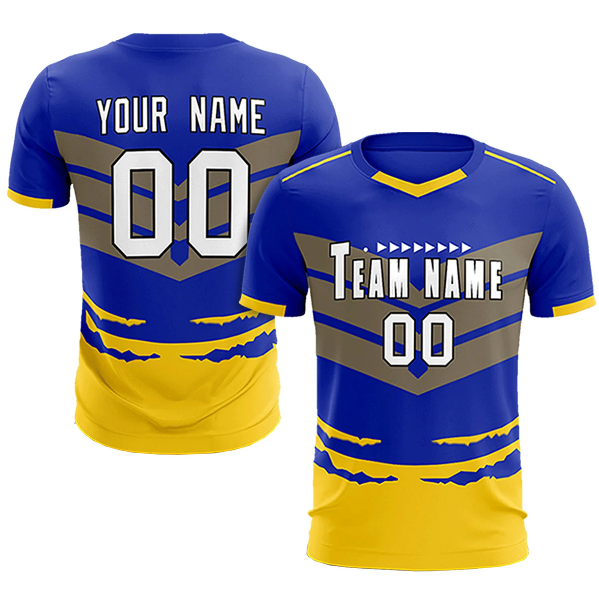 Custom Royal Blue Gold01 Men Uniform Soccer Sets Jersey