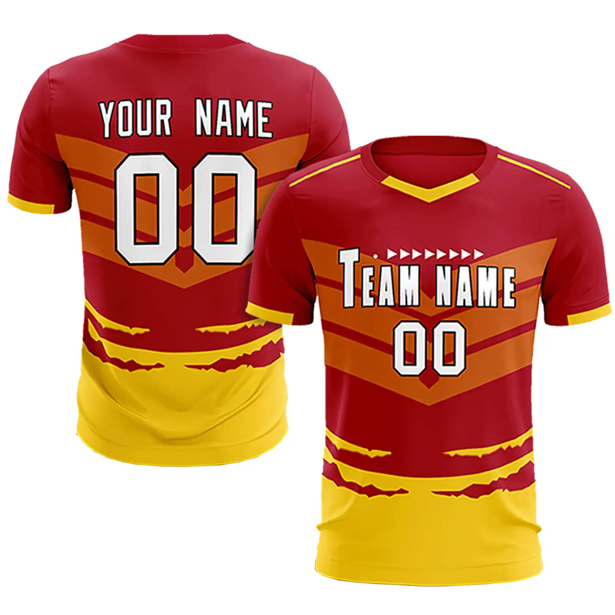 Custom Red Gold01 Men Uniform Soccer Sets Jersey