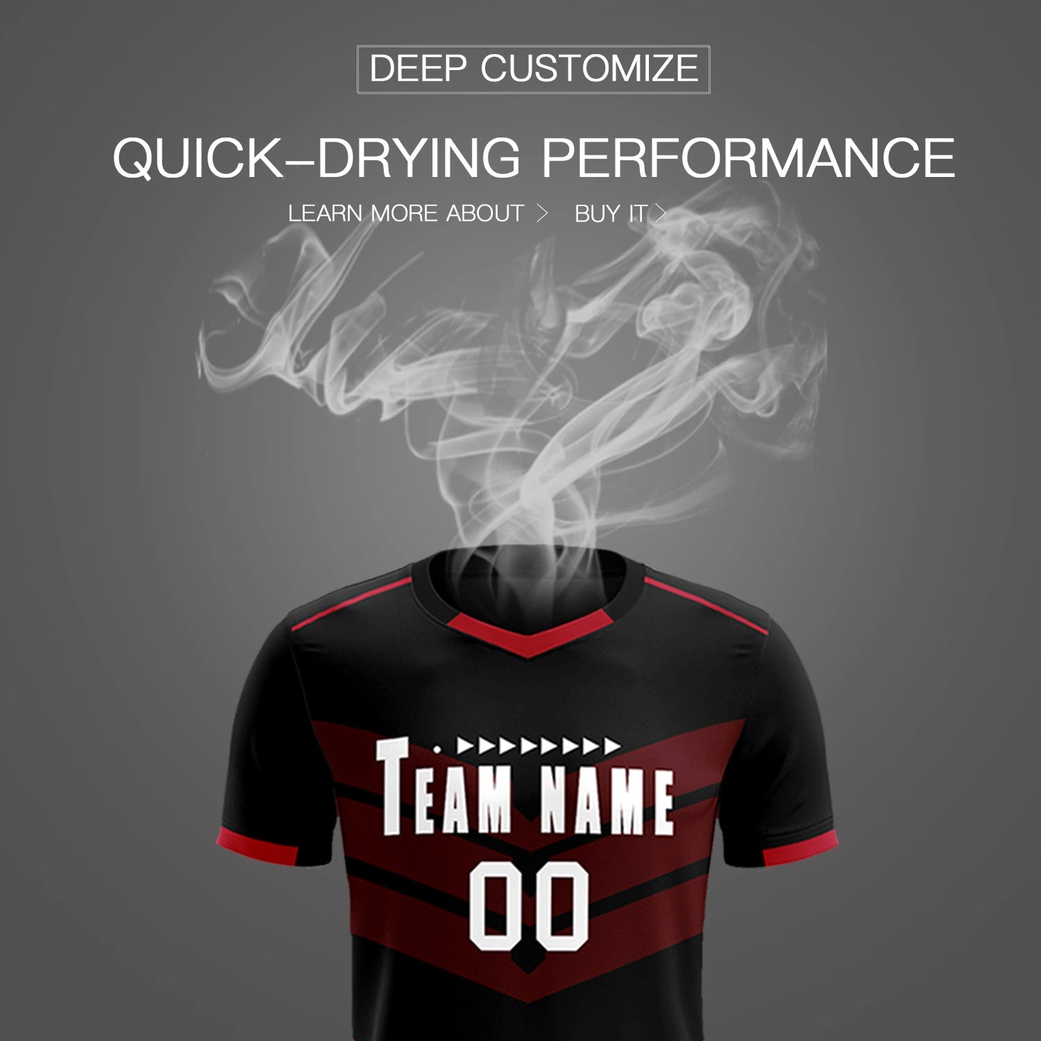 Custom Black Red Men Uniform Soccer Sets Jersey