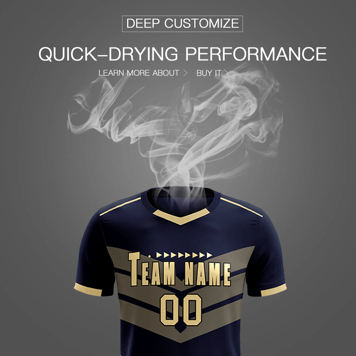 Custom Navy Khaki Men Uniform Soccer Sets Jersey