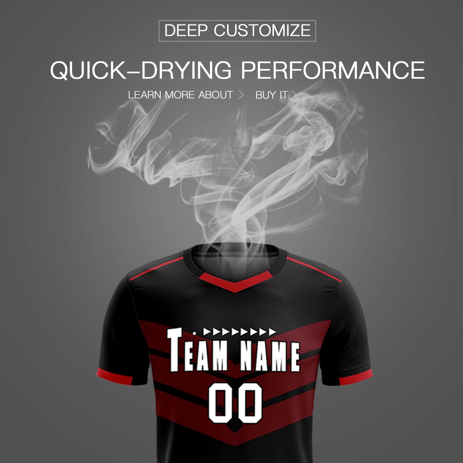 Custom Black Red Men Uniform Soccer Sets Jersey