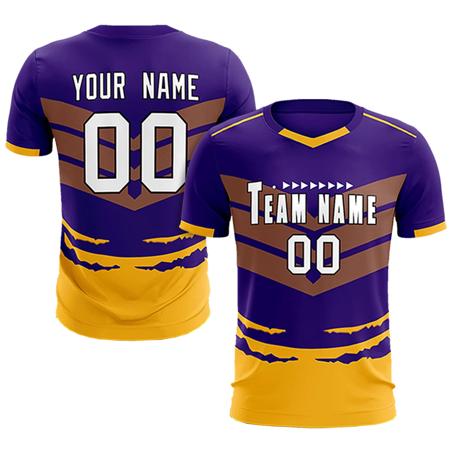 Custom Purple Yellow Men Uniform Soccer Sets Jersey