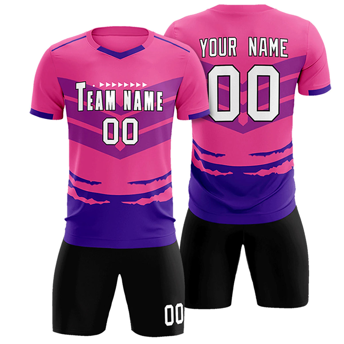Custom Pink Purple Men Uniform Soccer Sets Jersey