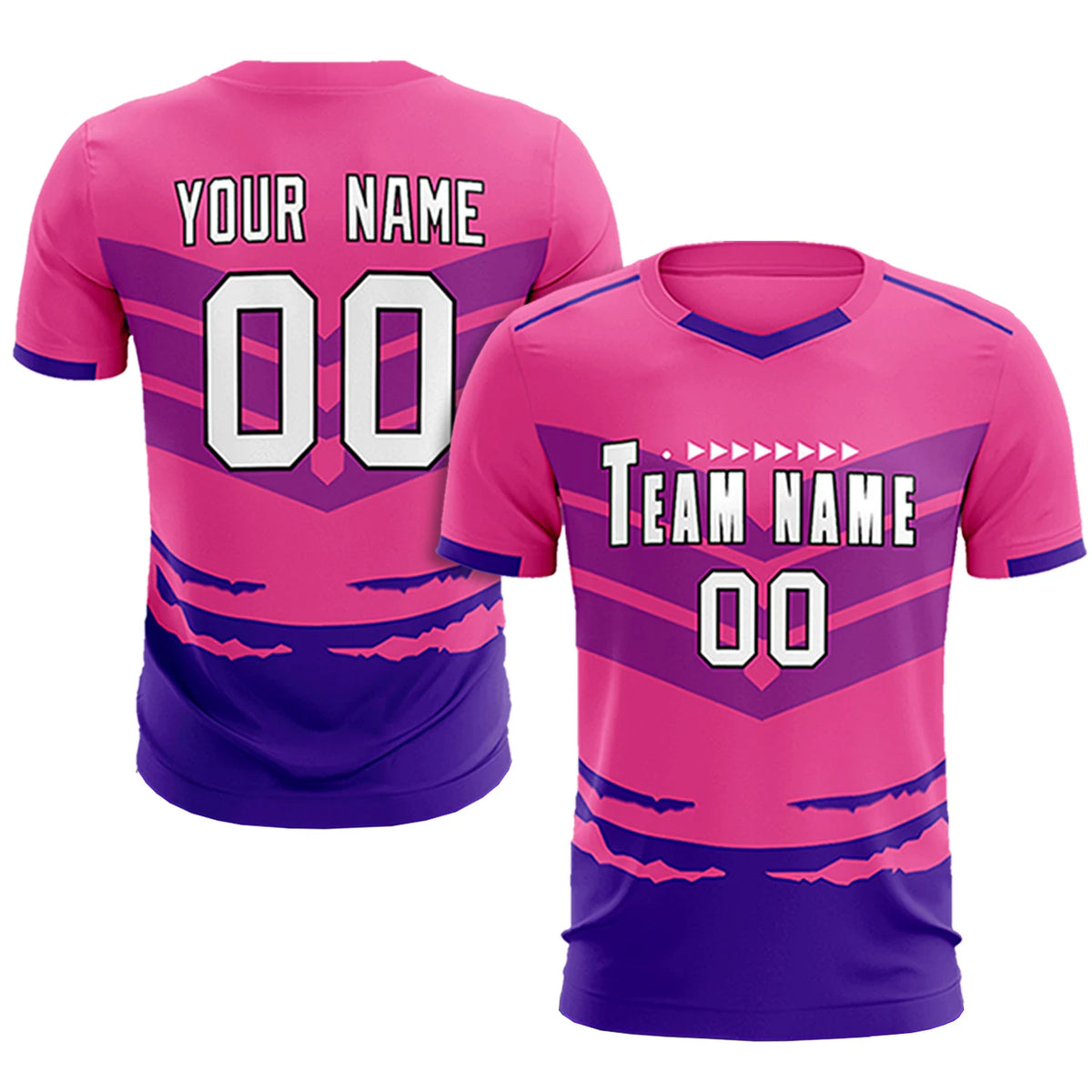 Custom Pink Purple Men Uniform Soccer Sets Jersey
