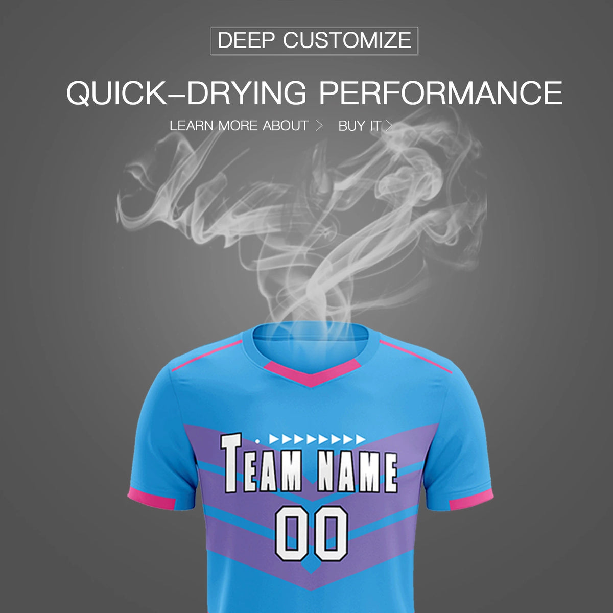 Custom Powder Blue Pink Men Uniform Soccer Sets Jersey