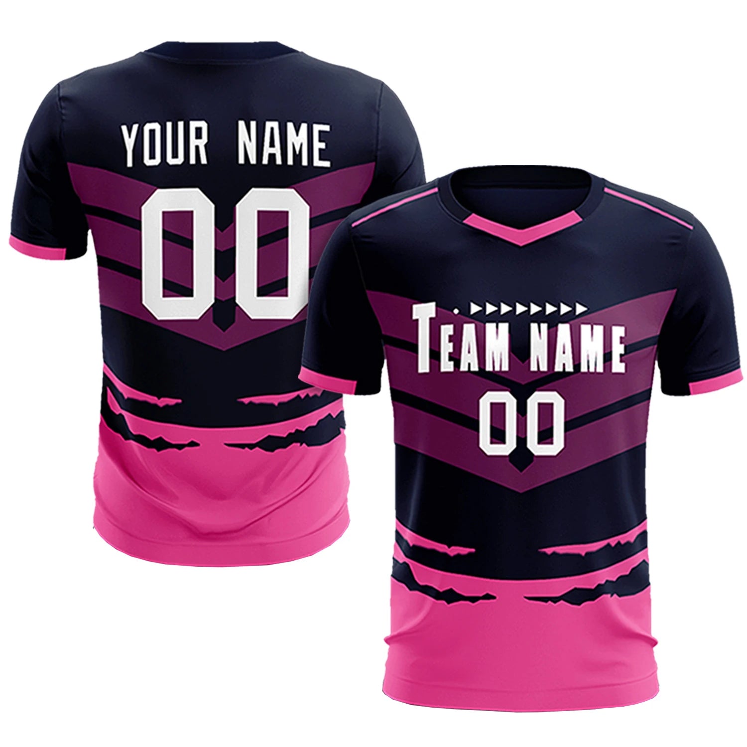 Custom Navy Pink Men Uniform Soccer Sets Jersey