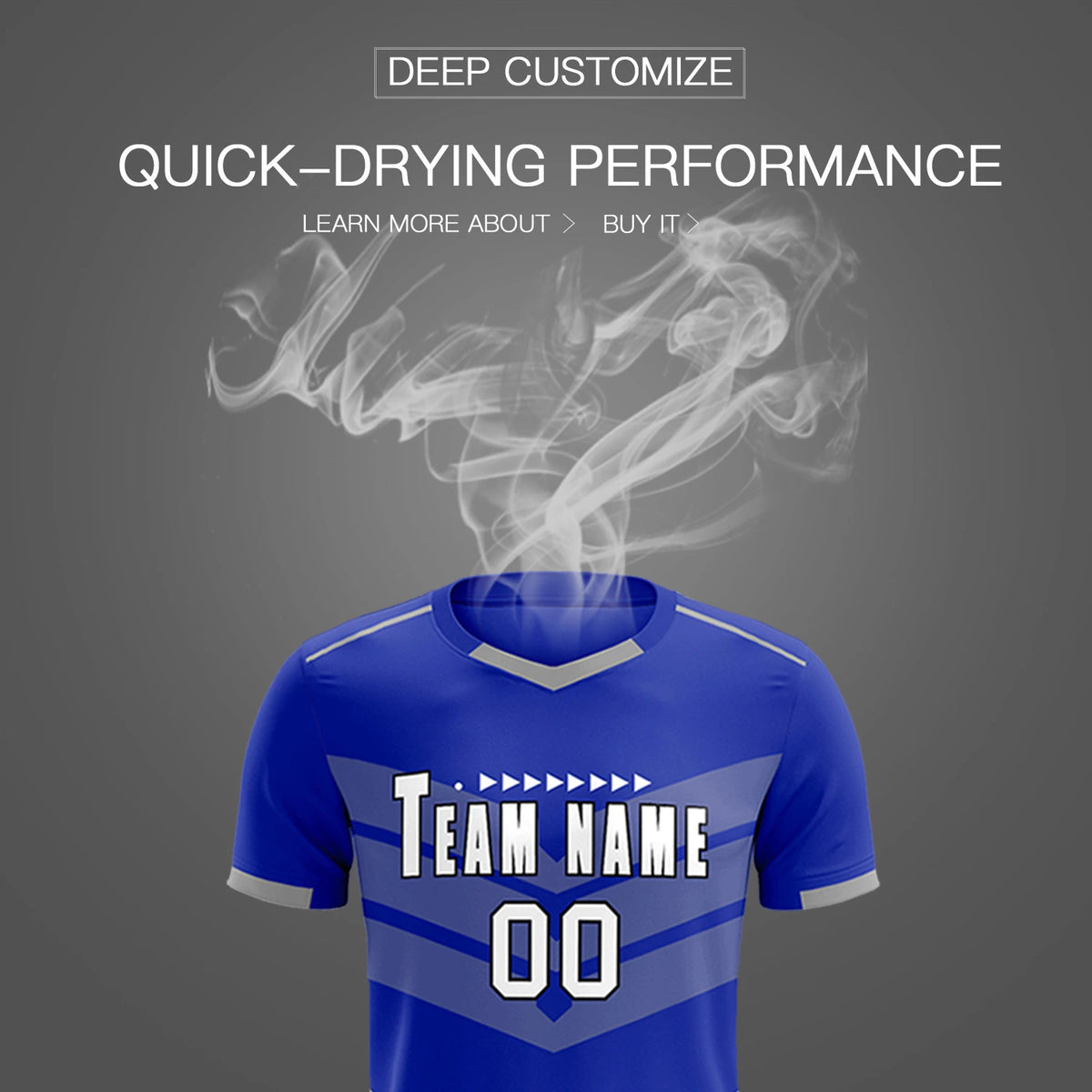 Custom Royal Blue Gray Men Uniform Soccer Sets Jersey