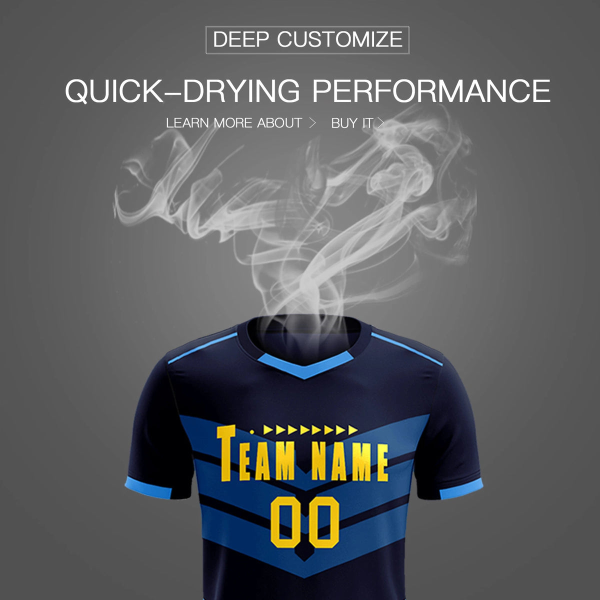 Custom Navy Powder Blue Men Uniform Soccer Sets Jersey