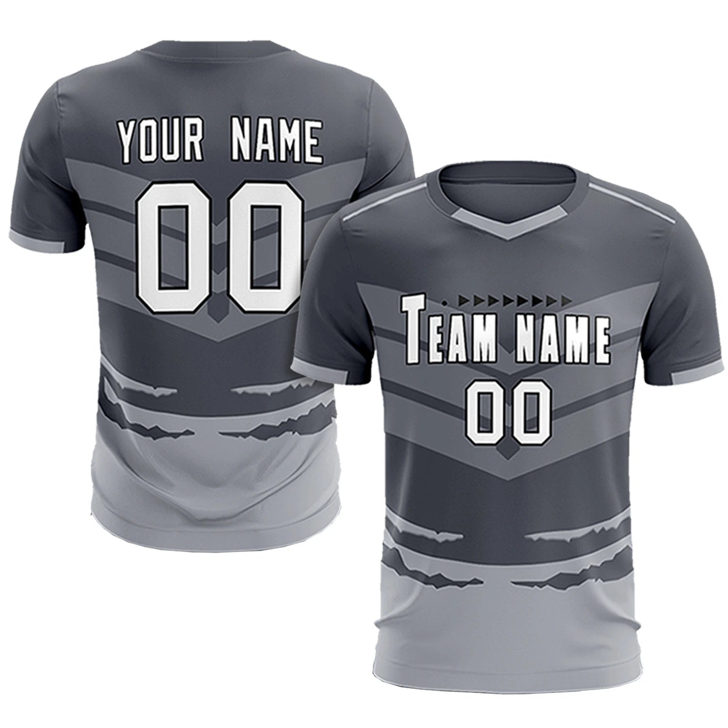 Custom Dark Gray Gray Men Uniform Soccer Sets Jersey