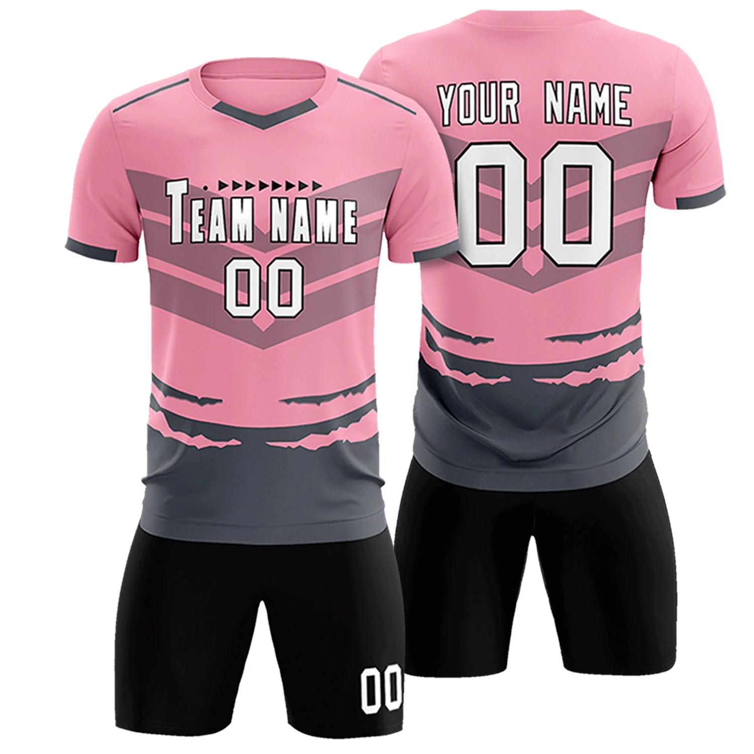 Custom Light Pink Gray Men Uniform Soccer Sets Jersey