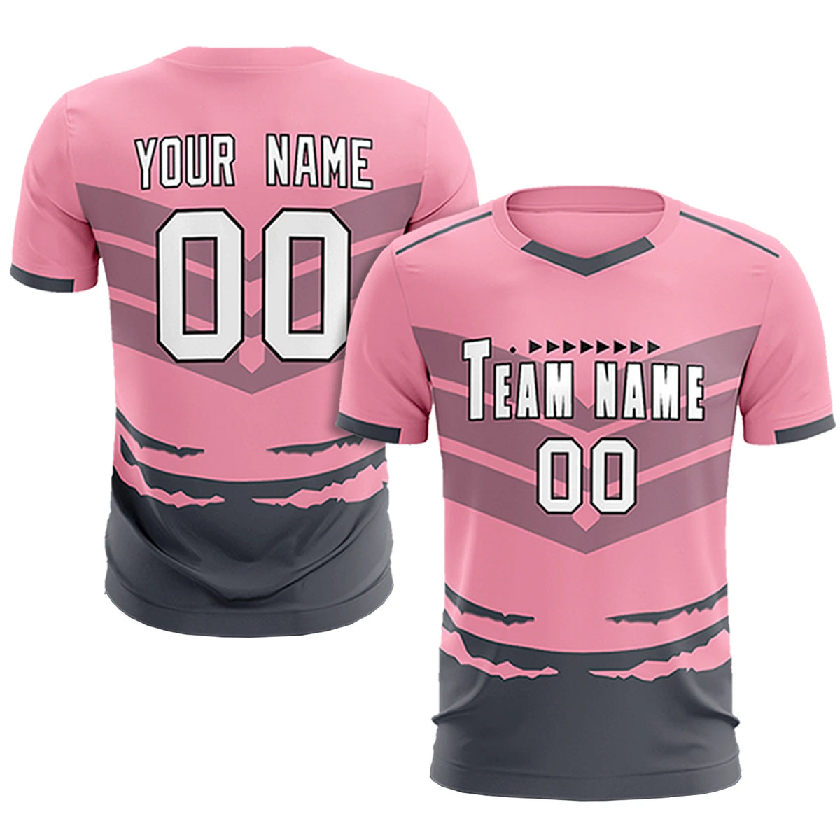 Custom Light Pink Gray Men Uniform Soccer Sets Jersey