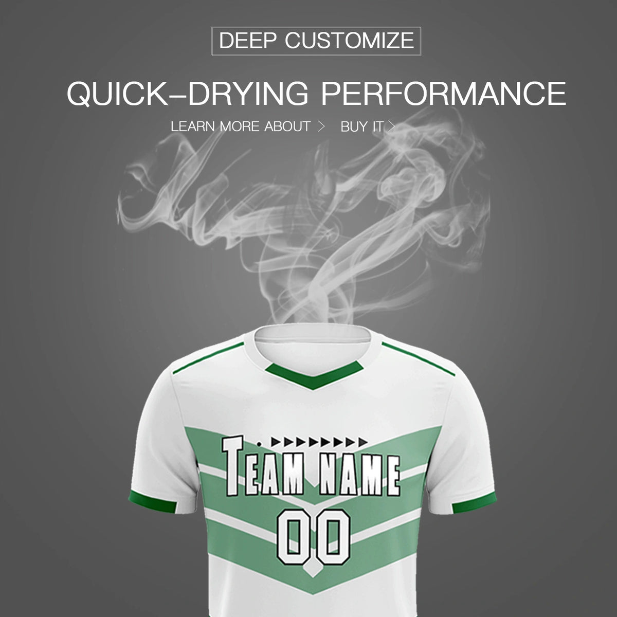 Custom White Kelly Green Men Uniform Soccer Sets Jersey