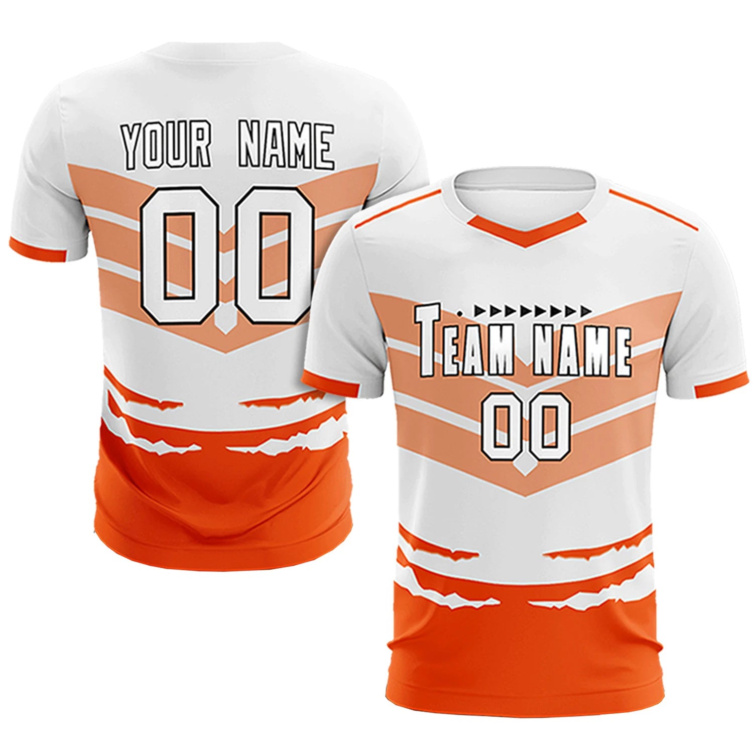 Custom White Orange Men Uniform Soccer Sets Jersey