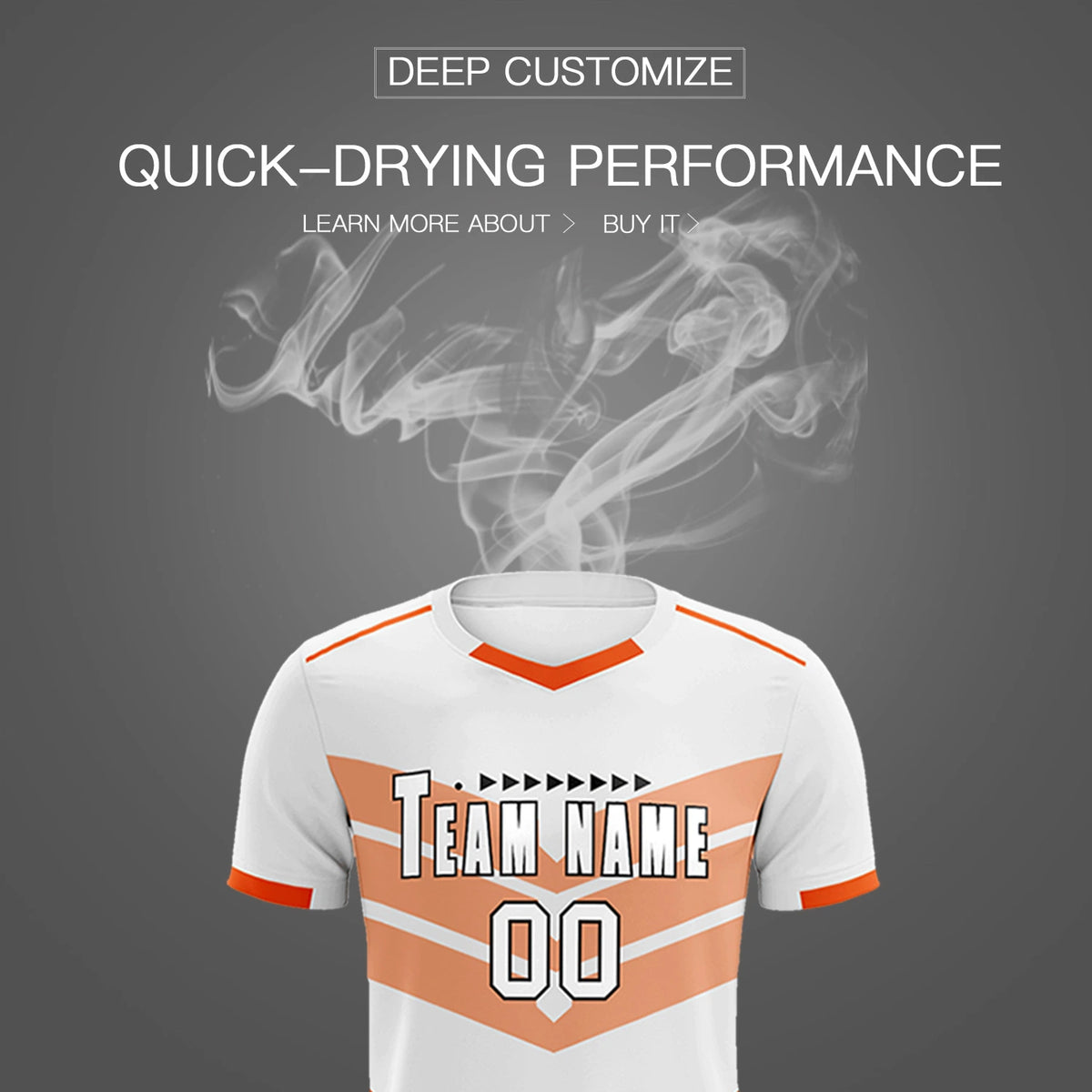 Custom White Orange Men Uniform Soccer Sets Jersey