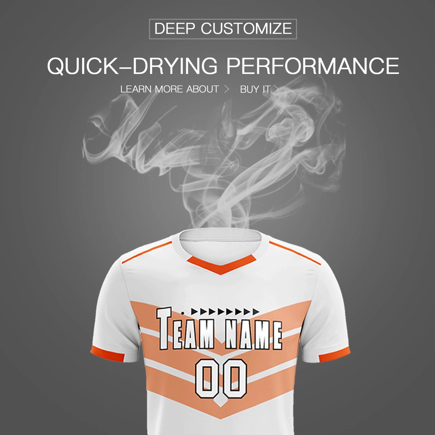 Custom White Orange Men Uniform Soccer Sets Jersey