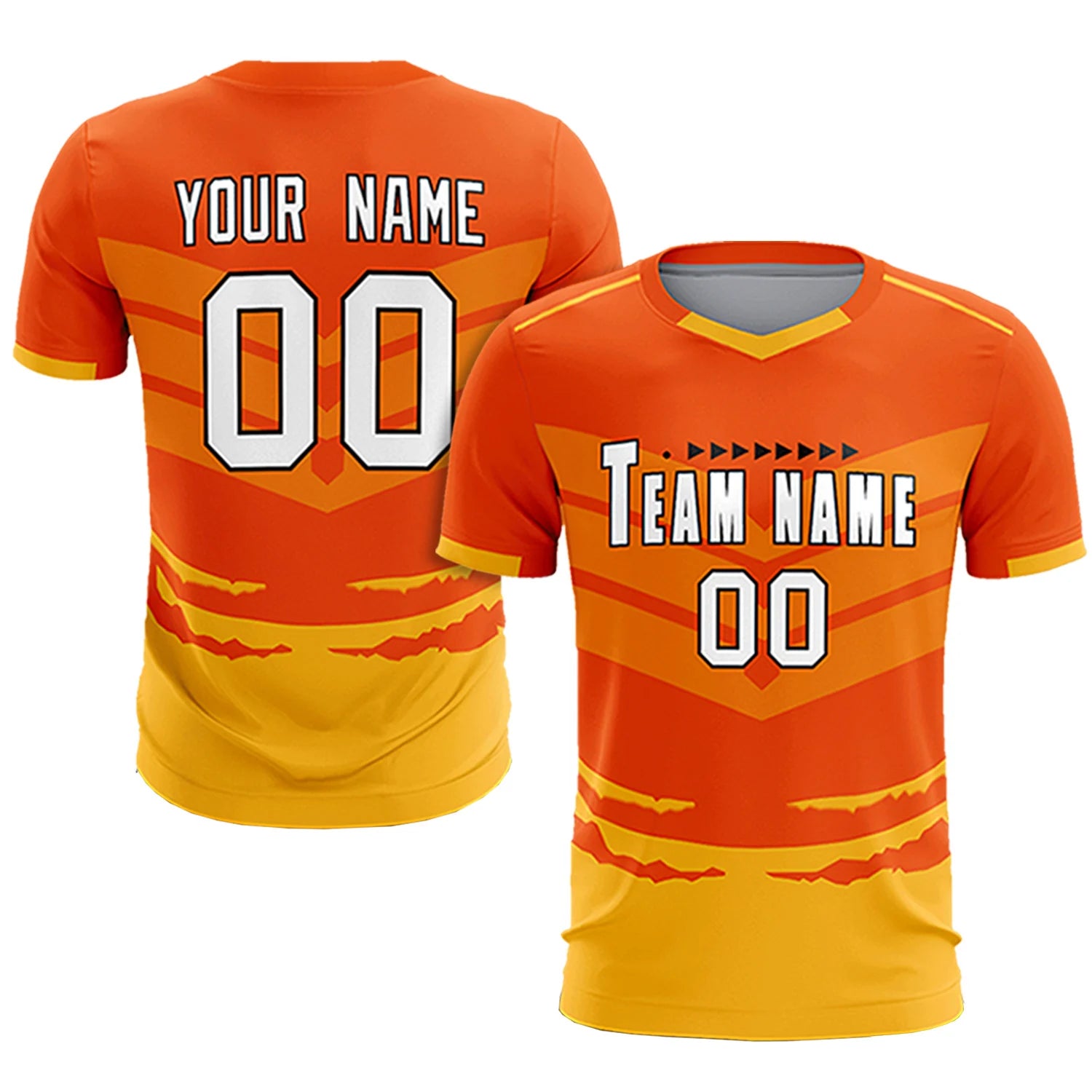 Custom Orange Yellow Men Uniform Soccer Sets Jersey