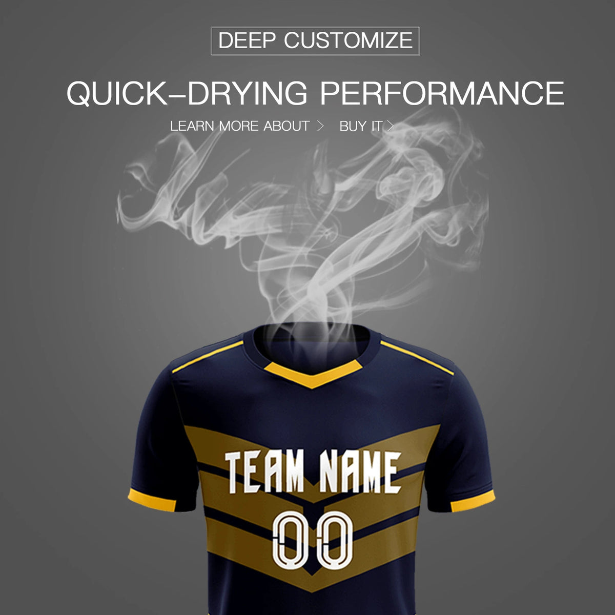Custom Navy Yellow Men Uniform Soccer Sets Jersey