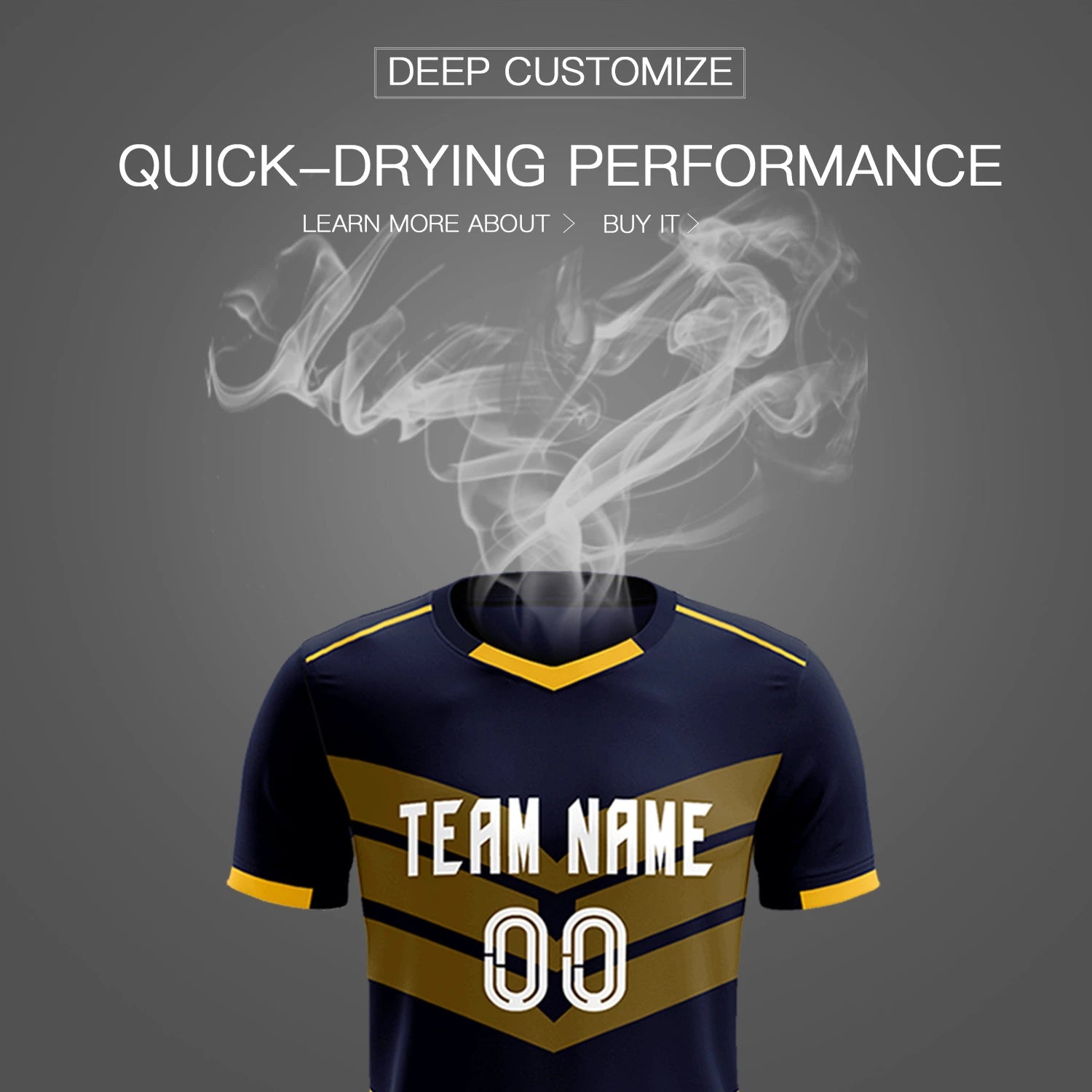 Custom Navy Yellow Men Uniform Soccer Sets Jersey