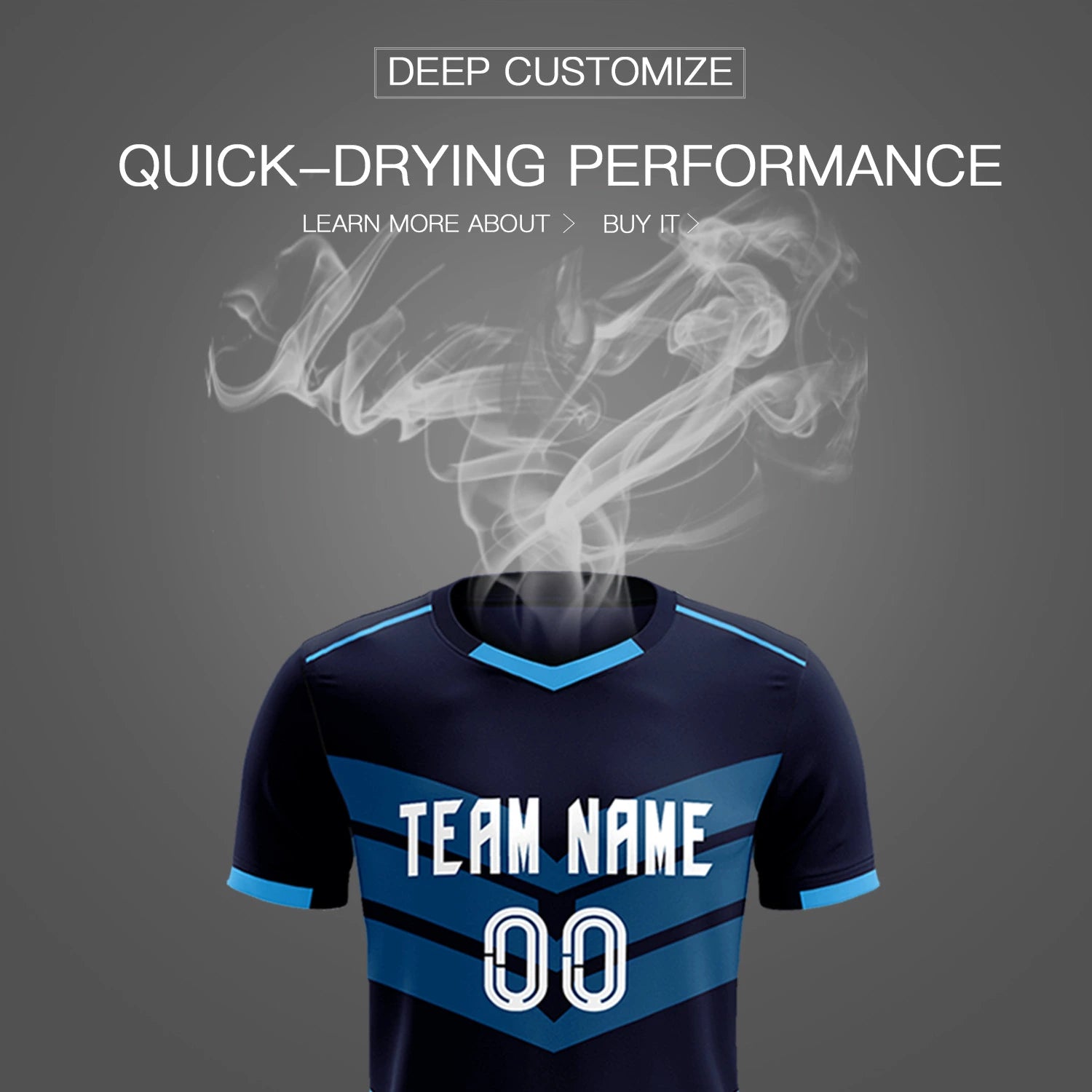Custom Navy Powder Blue Men Uniform Soccer Sets Jersey