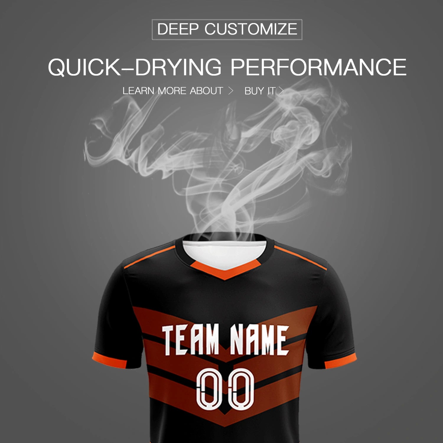 Custom Black Orange Men Uniform Soccer Sets Jersey