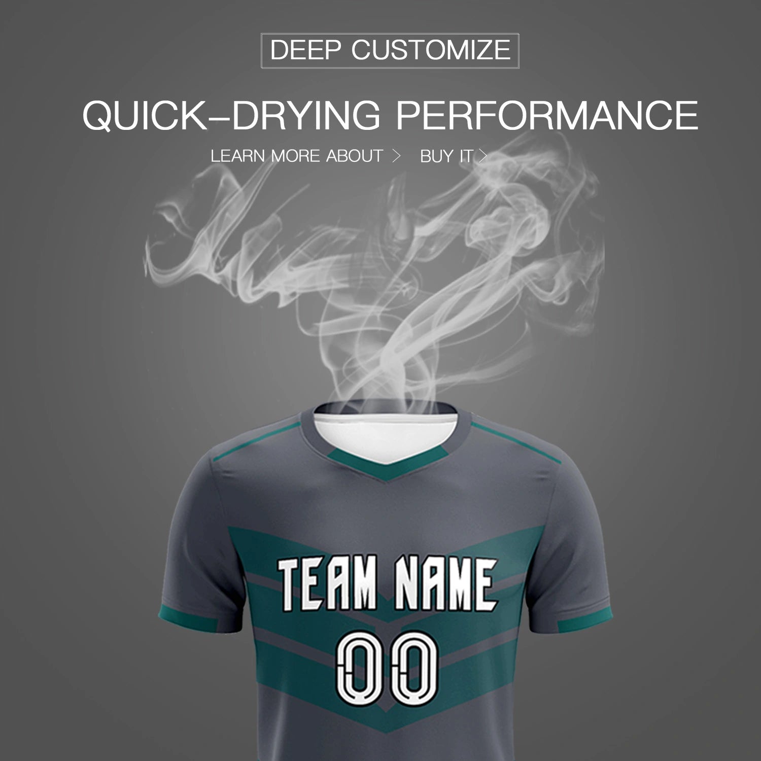 Custom Dark Gray Midnight Green Men Uniform Soccer Sets Jersey