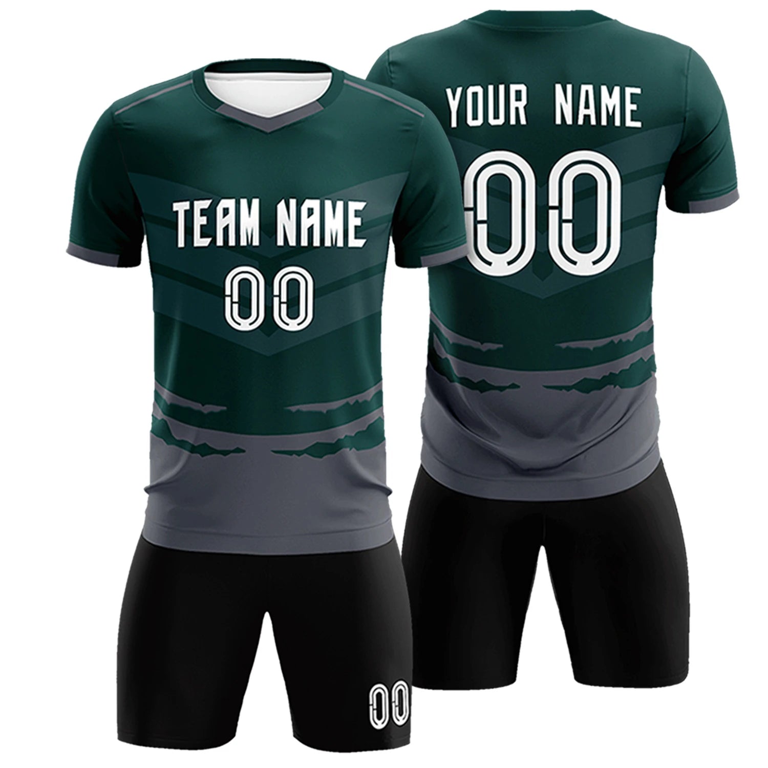 Custom Midnight Green Dark Gray Men Uniform Soccer Sets Jersey