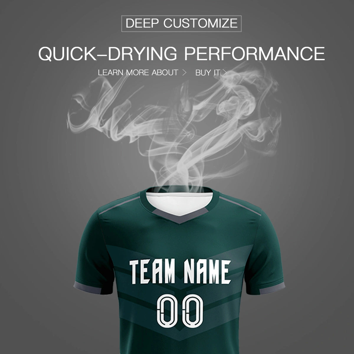Custom Midnight Green Dark Gray Men Uniform Soccer Sets Jersey