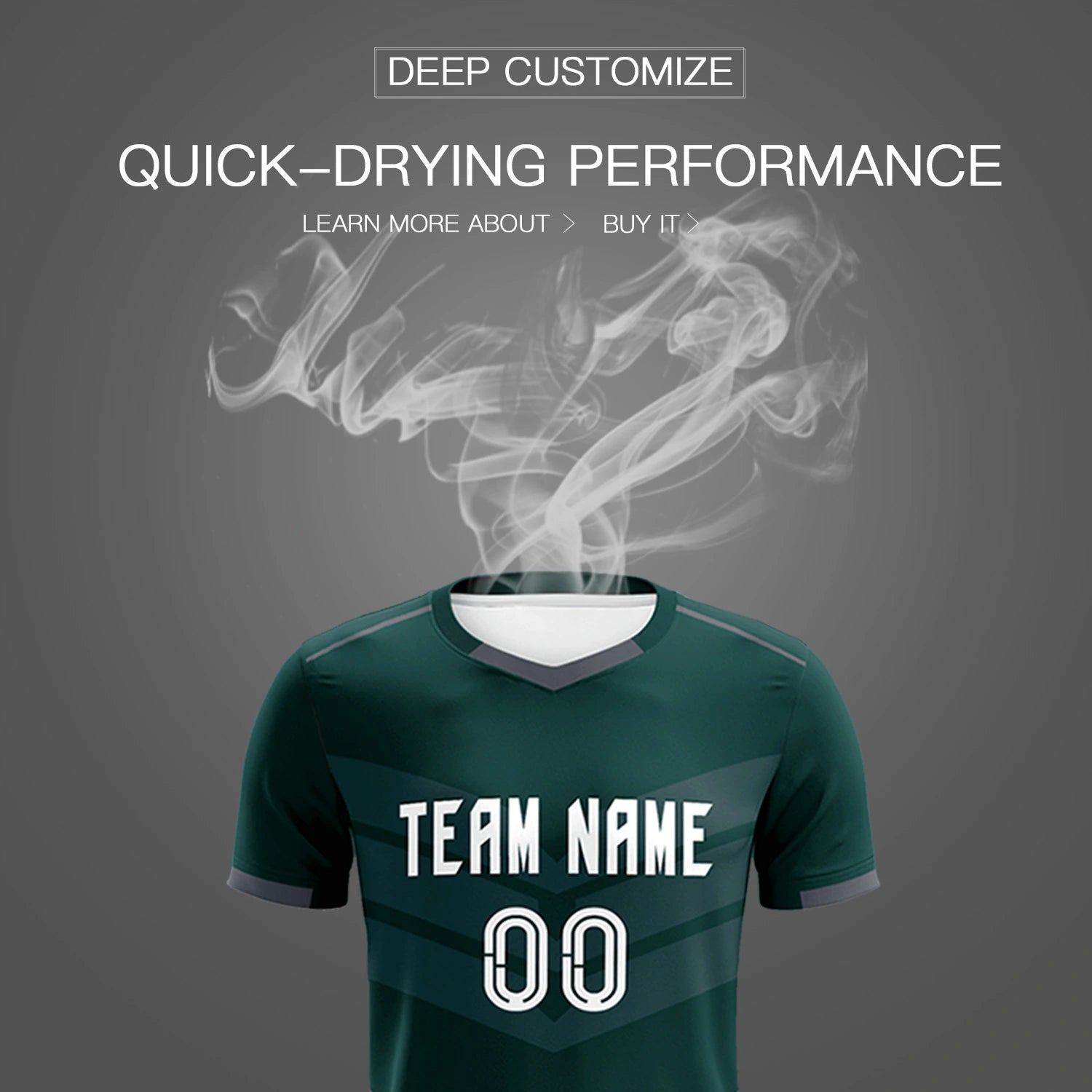 Custom Midnight Green Dark Gray Men Uniform Soccer Sets Jersey