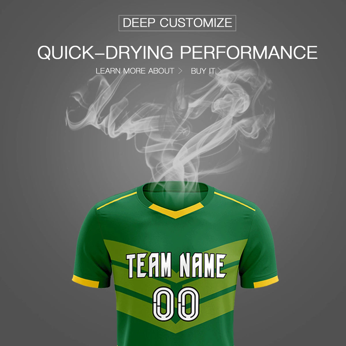 Custom Kelly Green Gold01 Men Uniform Soccer Sets Jersey