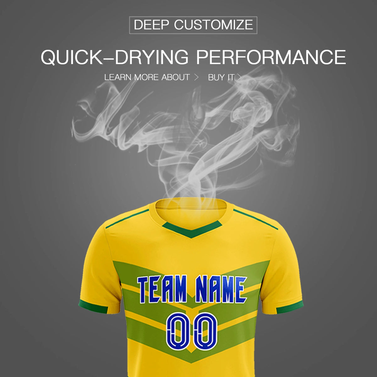 Custom Gold01 Kelly Green Men Uniform Soccer Sets Jersey