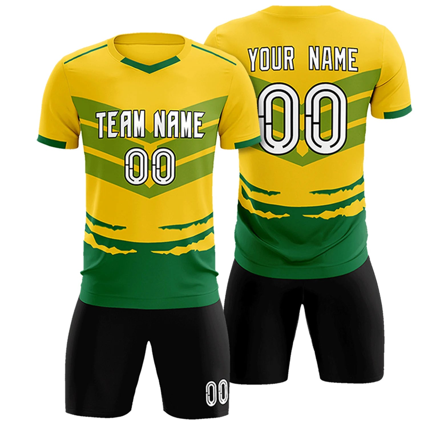 Custom Gold01 Kelly Green Men Uniform Soccer Sets Jersey