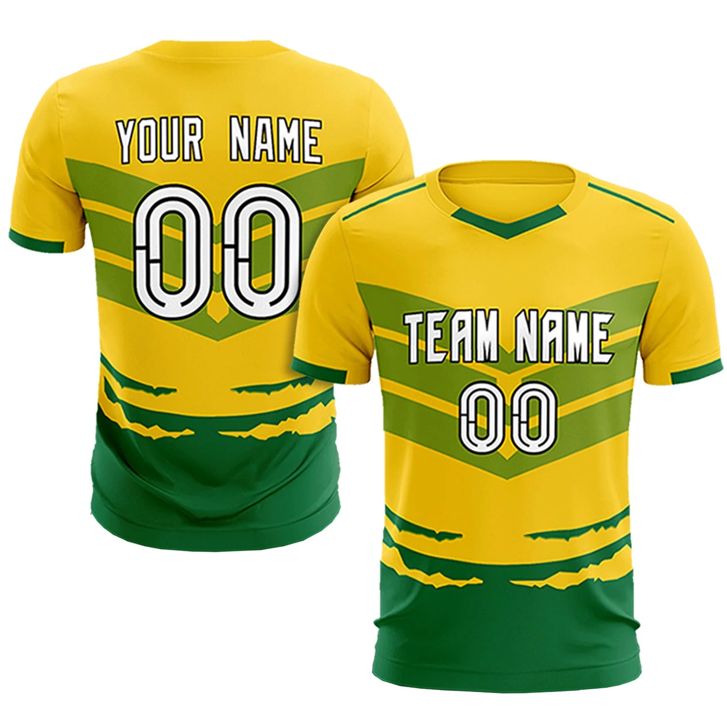 Custom Gold01 Kelly Green Men Uniform Soccer Sets Jersey