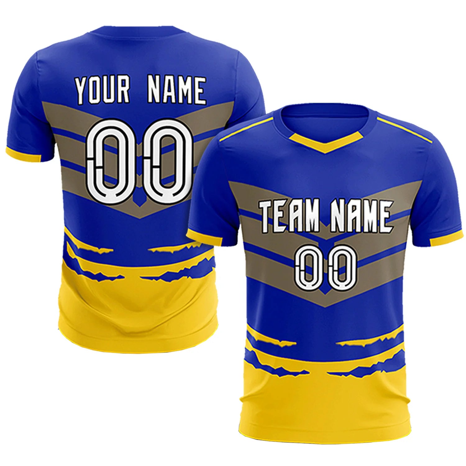 Custom Royal Blue Gold01 Men Uniform Soccer Sets Jersey