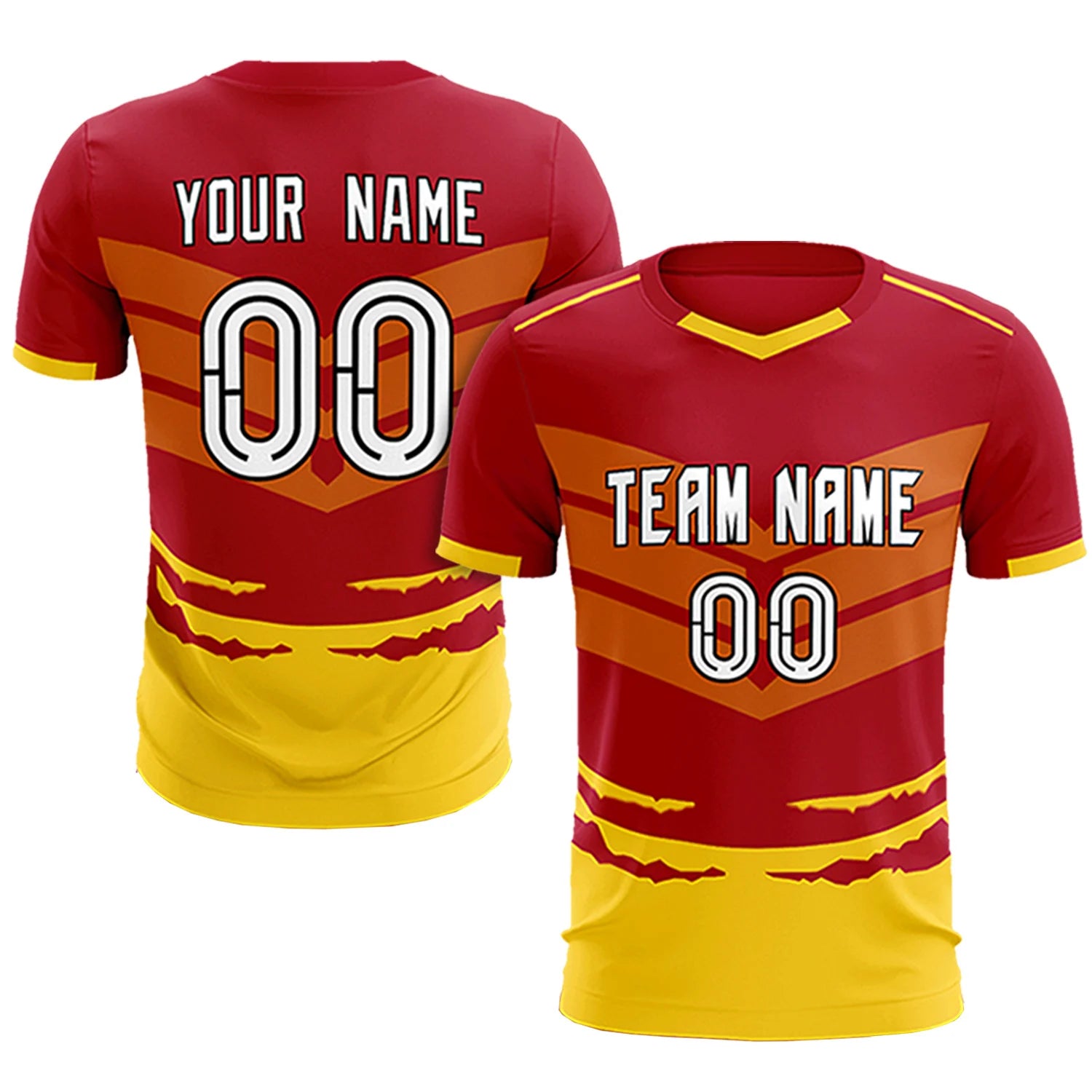 Custom Red Gold01 Men Uniform Soccer Sets Jersey