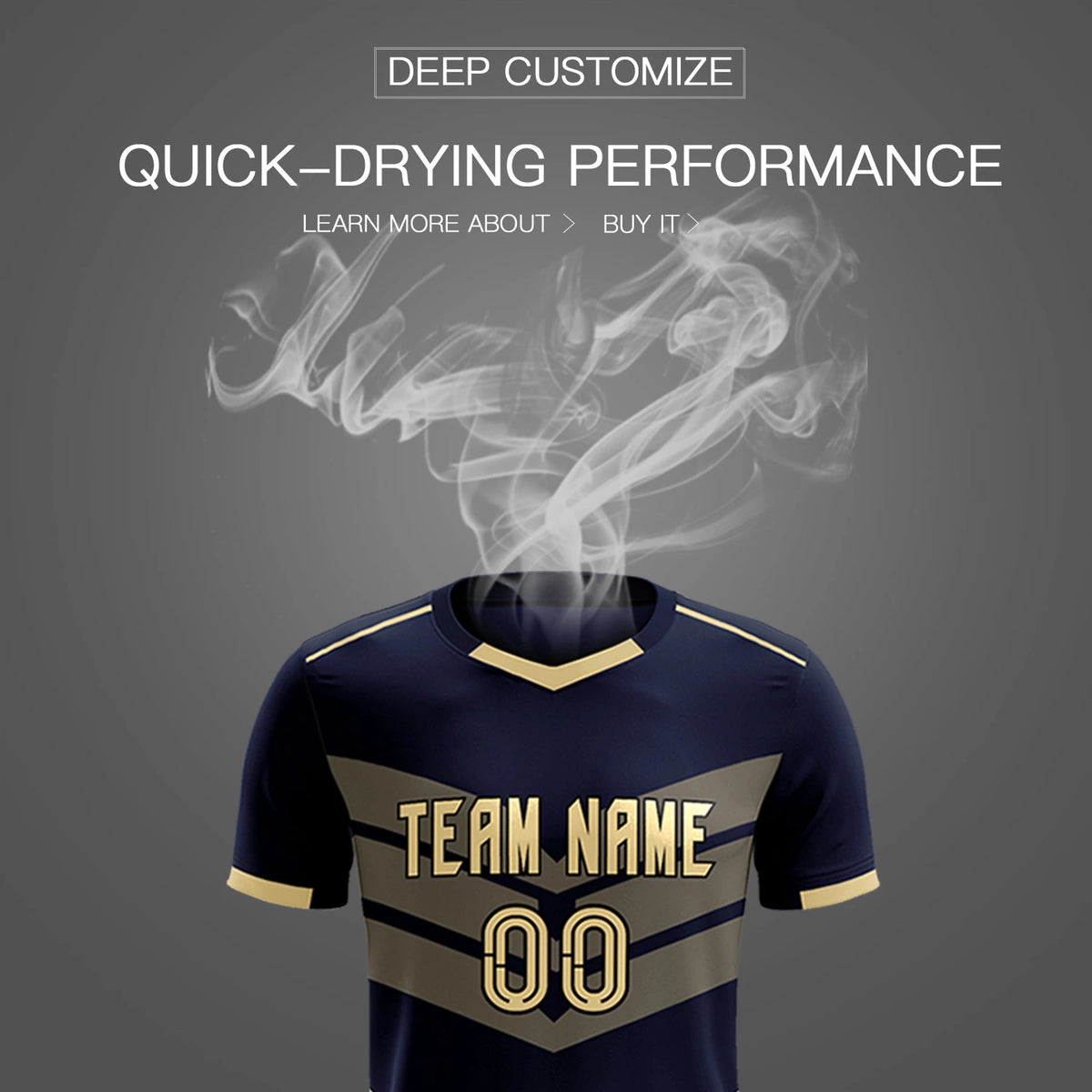 Custom Navy Khaki Men Uniform Soccer Sets Jersey