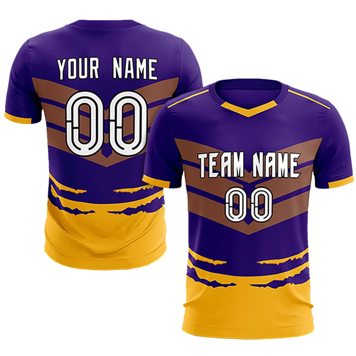 Custom Purple Yellow Men Uniform Soccer Sets Jersey
