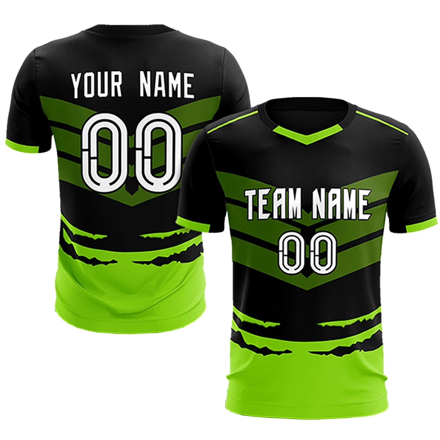 Custom Black Neon Green Men Uniform Soccer Sets Jersey