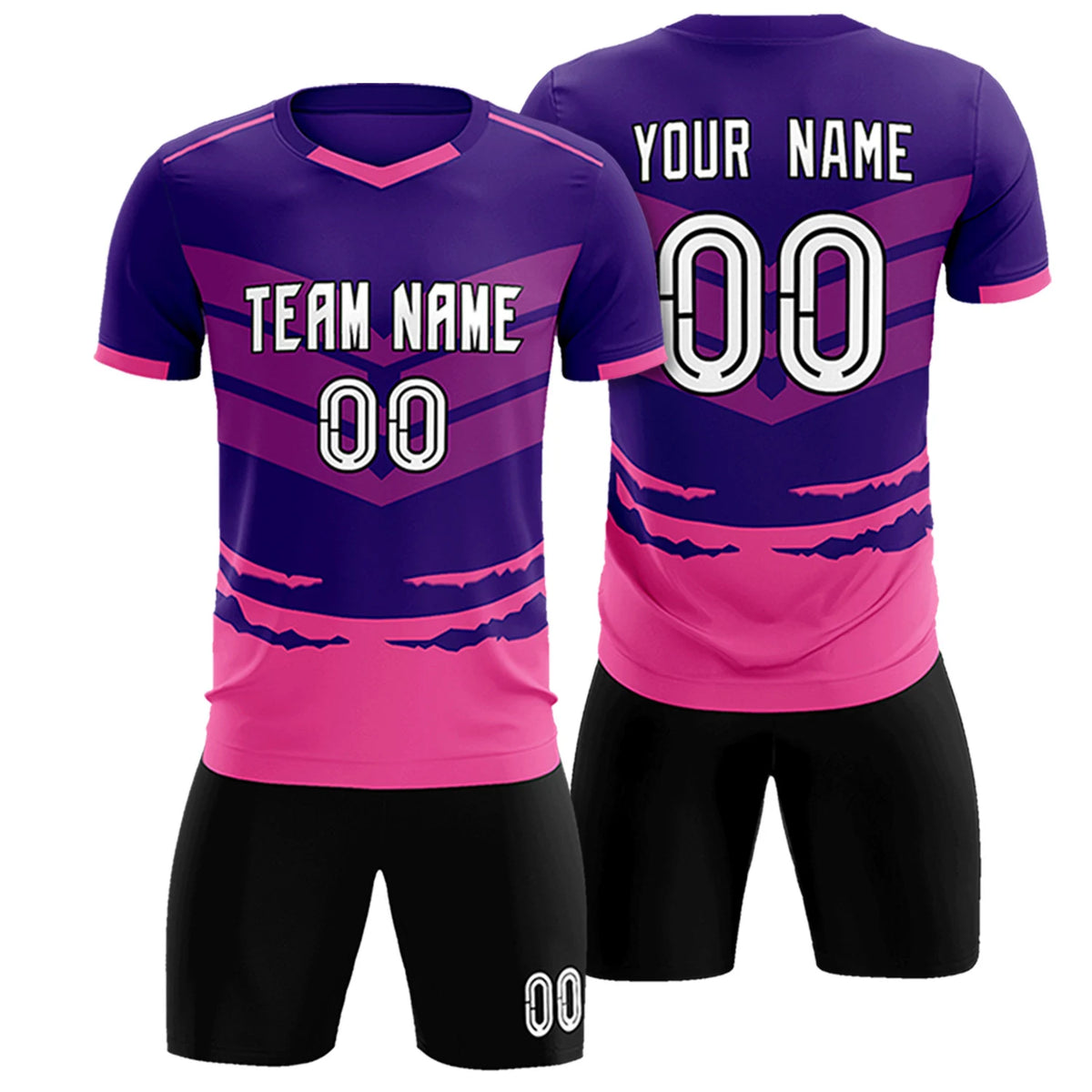 Custom Purple Pink Men Uniform Soccer Sets Jersey