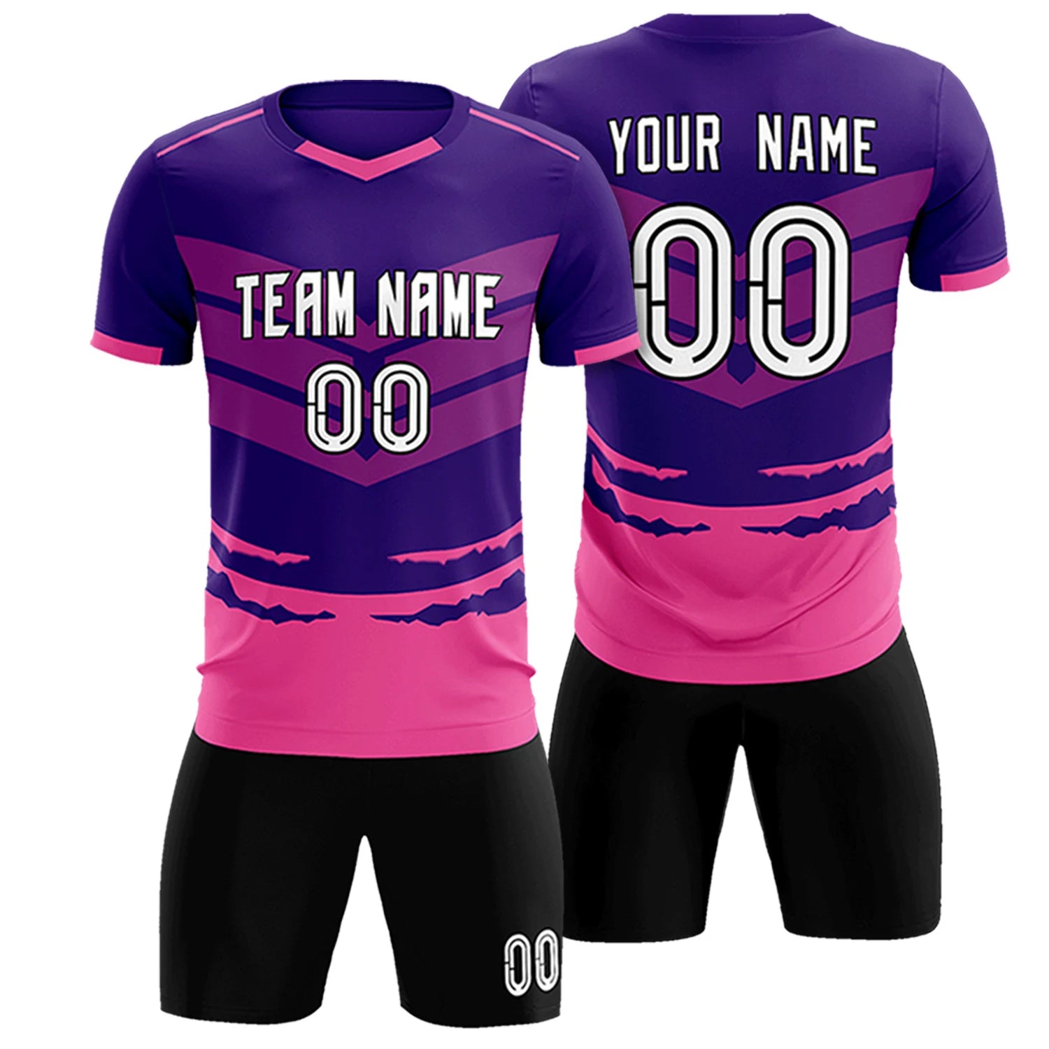 Custom Purple Pink Men Uniform Soccer Sets Jersey