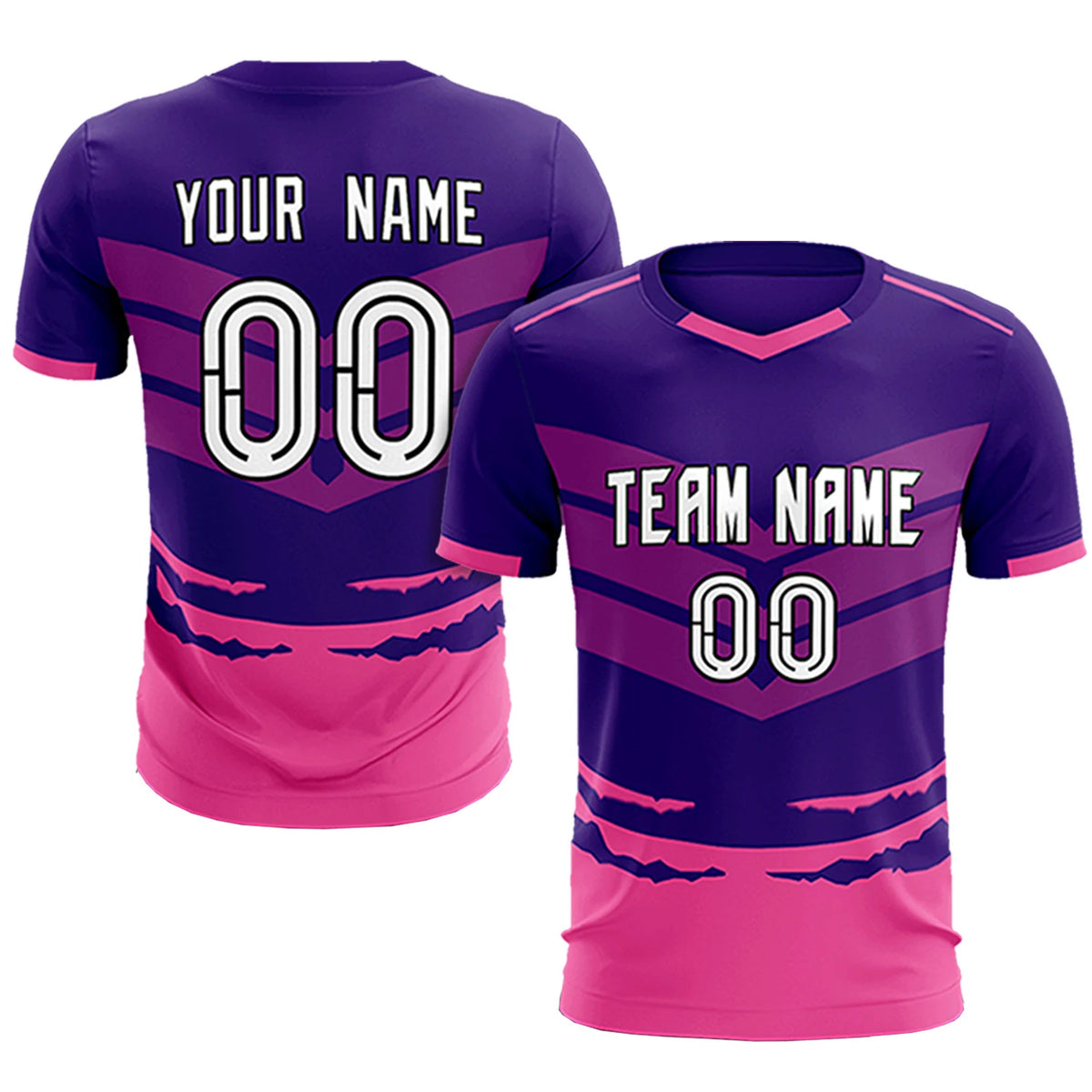 Custom Purple Pink Men Uniform Soccer Sets Jersey