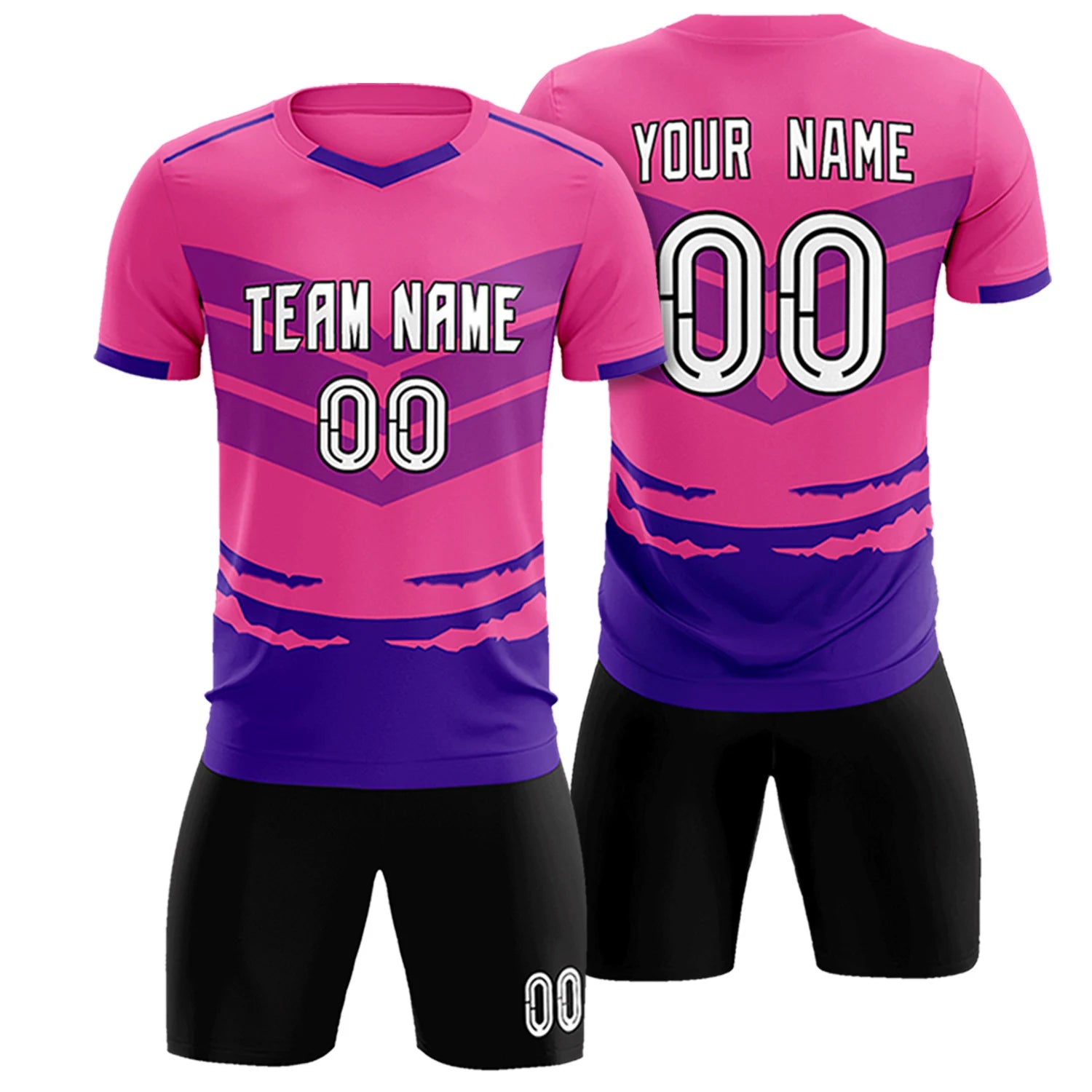 Custom Pink Purple Men Uniform Soccer Sets Jersey