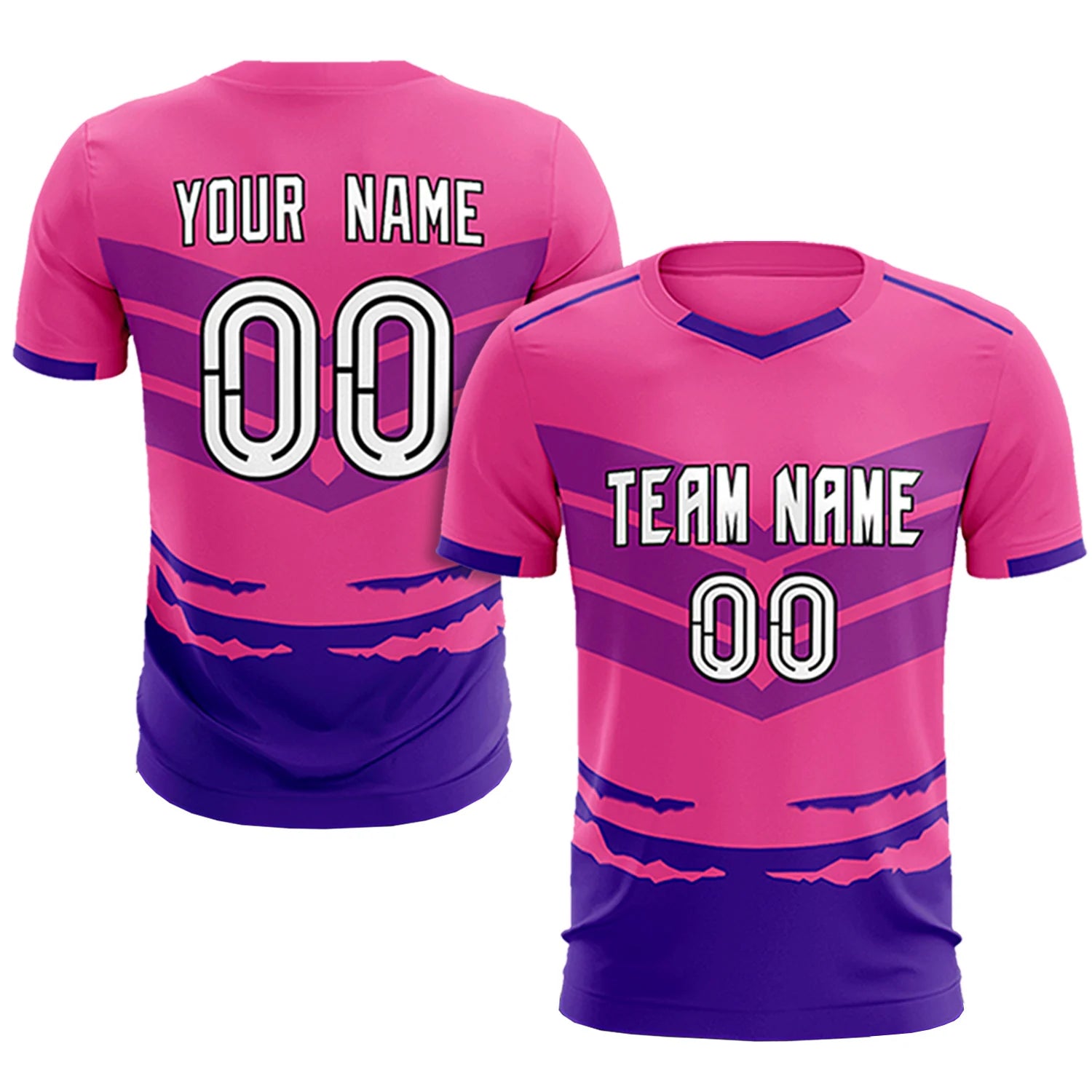 Custom Pink Purple Men Uniform Soccer Sets Jersey