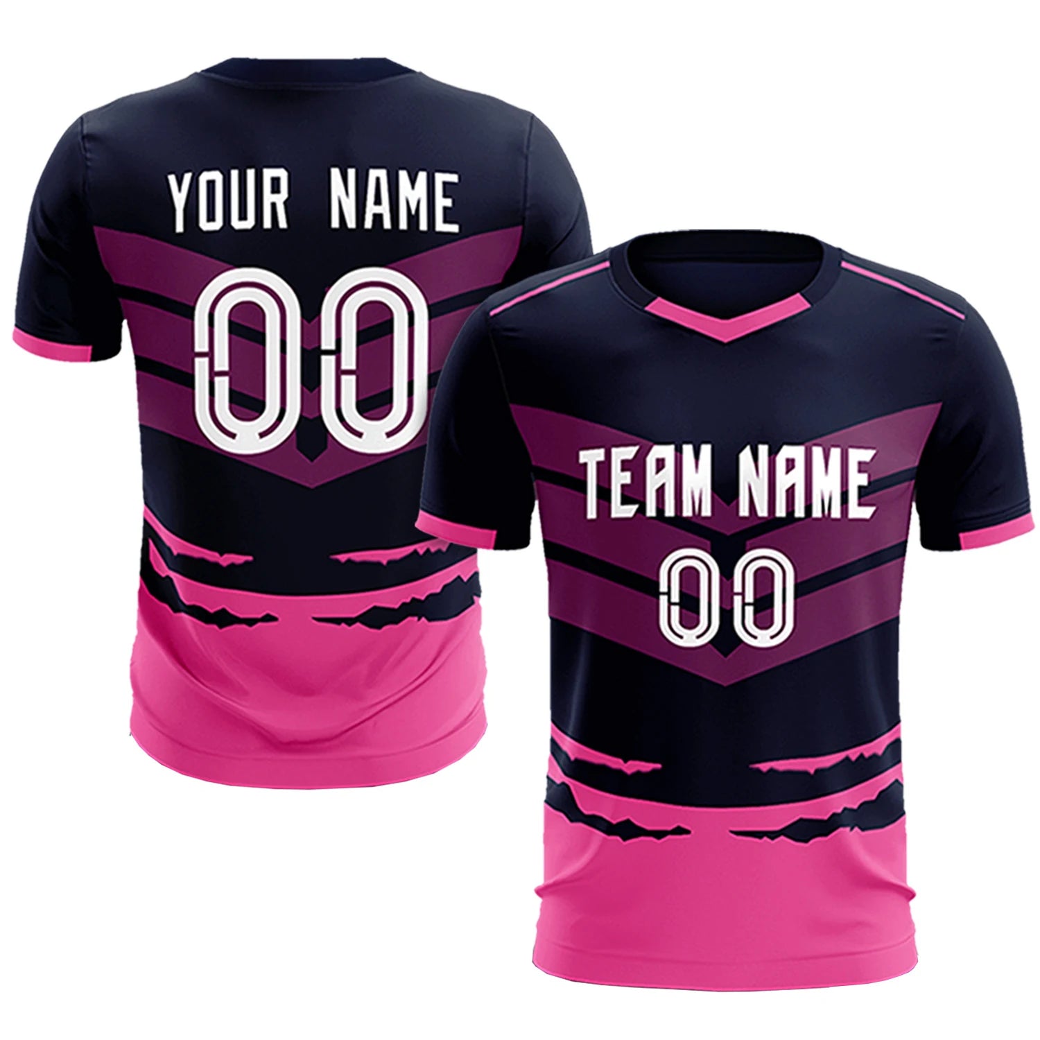 Custom Navy Pink Men Uniform Soccer Sets Jersey