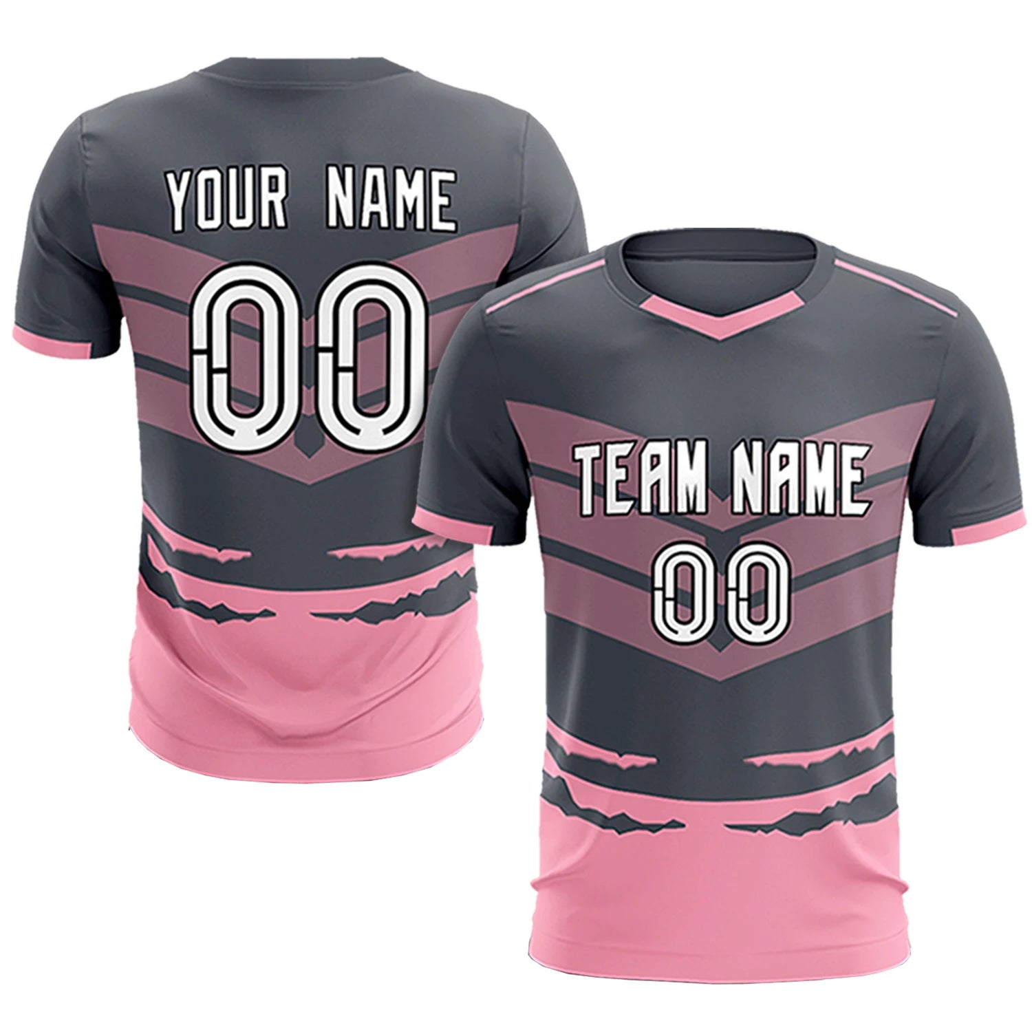 Custom Gray Light Pink Men Uniform Soccer Sets Jersey