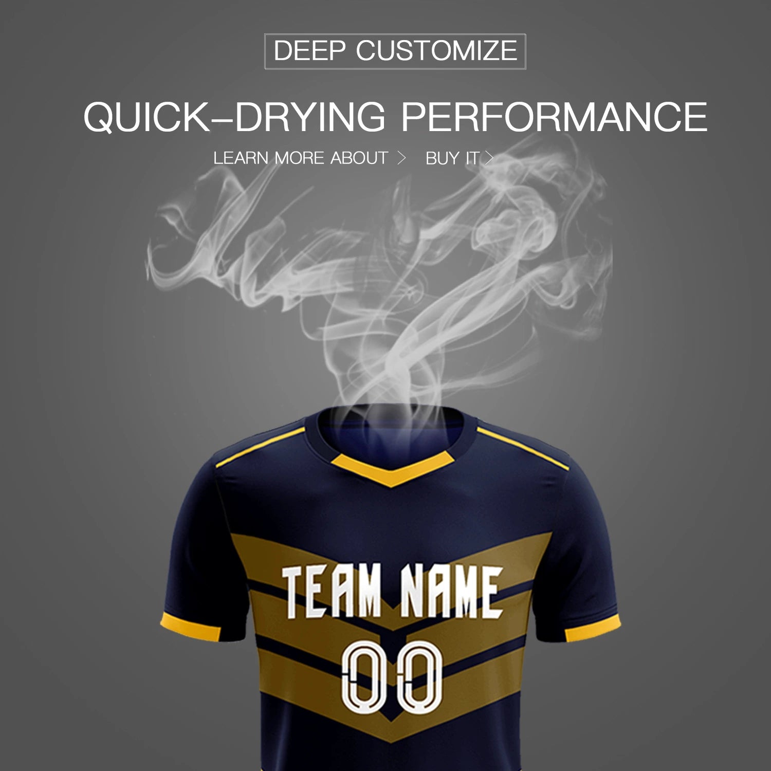 Custom Navy Gold01 Men Uniform Soccer Sets Jersey