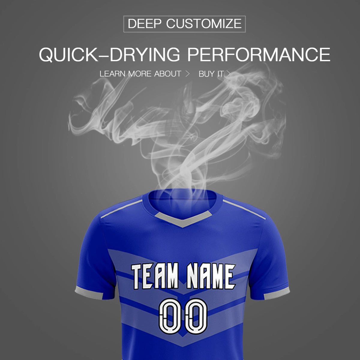 Custom Royal Blue Gray Men Uniform Soccer Sets Jersey